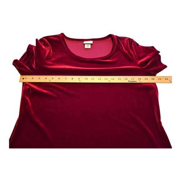 Jaclyn Smith Velvet Top Womens Size Large Red Short Sleeve Dark Romance Holiday - Picture 6 of 8
